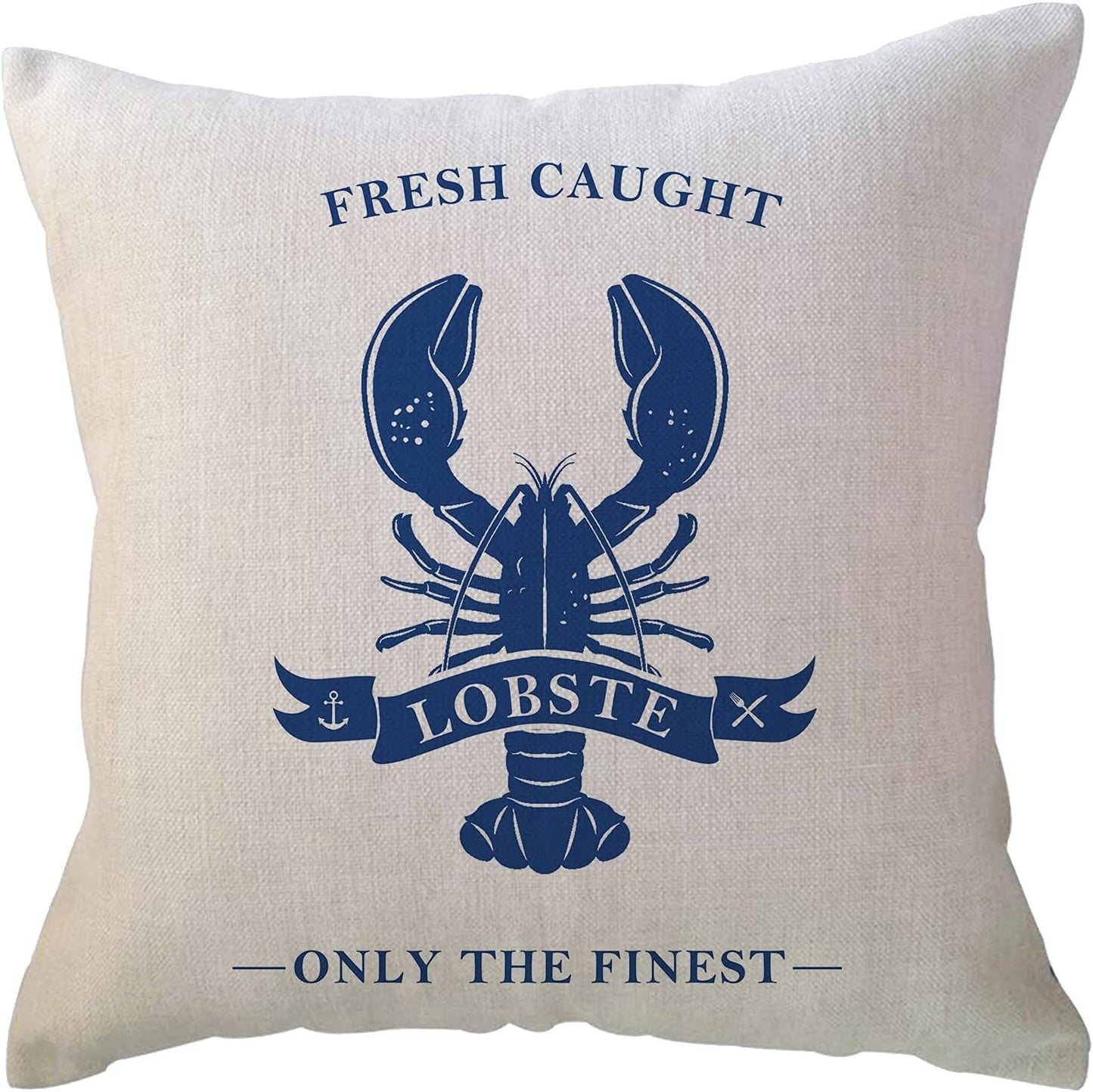 Fresh Catch Lobster/Crawfish Rustic Throw Pillow Case Home Decor Pillowcase Sofa Couch Cotton Linen Boil Seafood Decorative