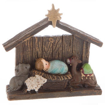 Baby Jesus & Animals Ornament new born King Jesus Mary Joseph Holiday Christmas