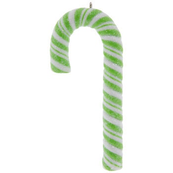 Green Glitter Candy Cane Ornament Mardi Gras White Land Sweets Dessert Christmas Holiday Ornament Glitter Decor