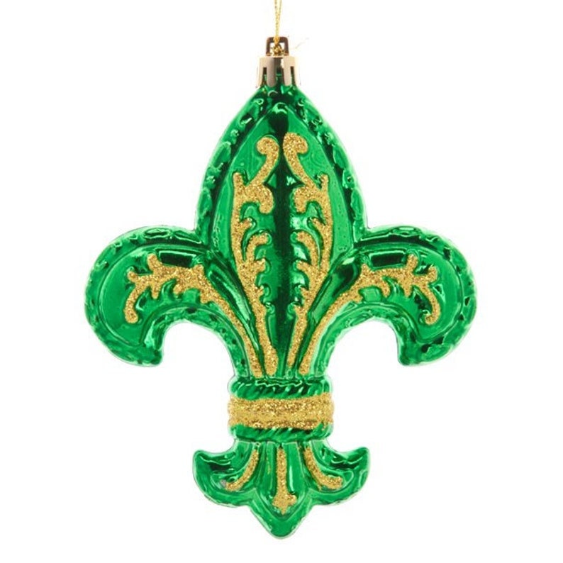 Fleur de Lis Mardi Gras Ornaments: 5" Large JUMBO Purple Green Gold Holiday Tree Christmas