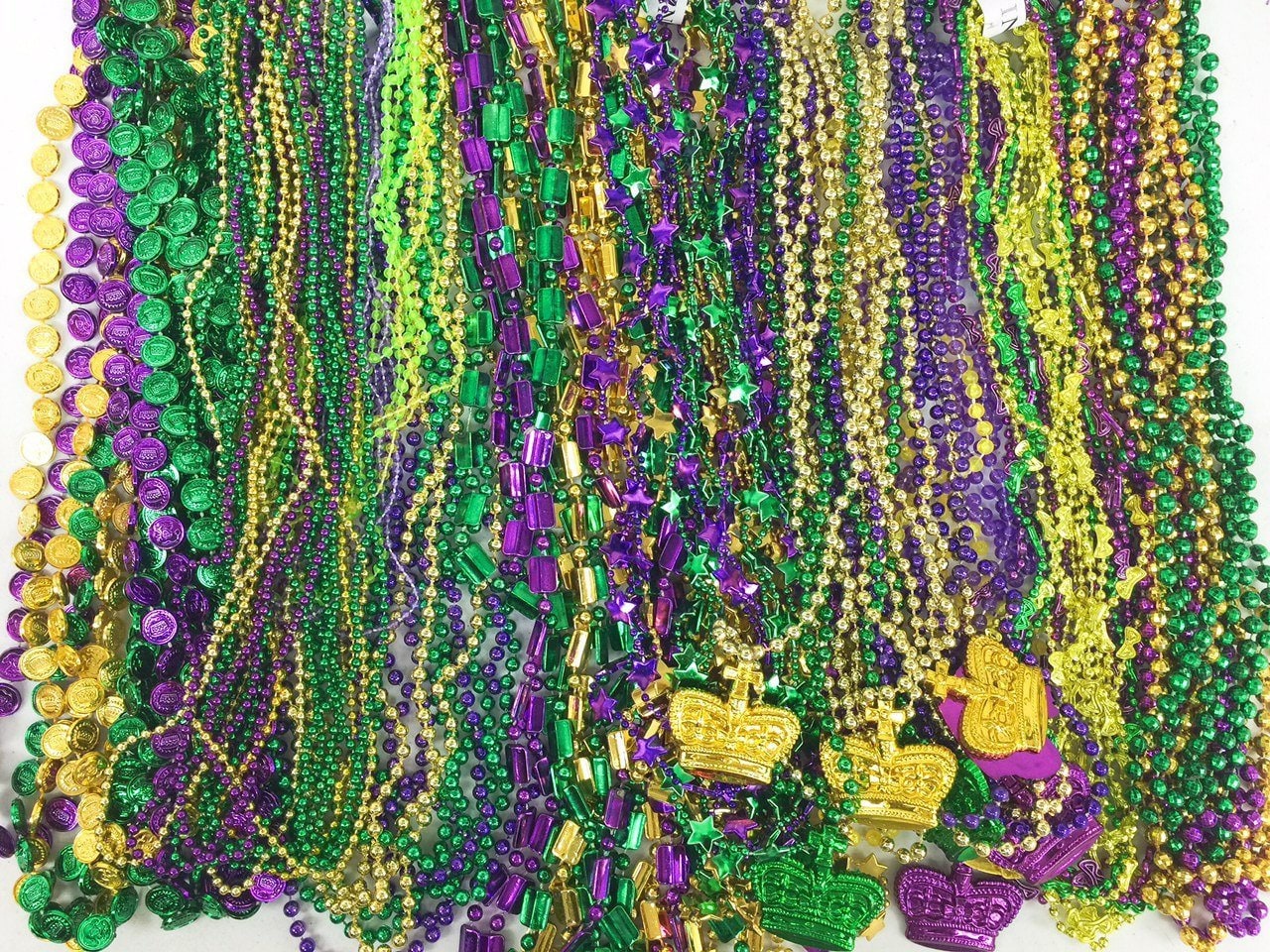 100 PC 12"-48" Mardi Gras Brand New BEADS ASSORTMENT Party Set Mardi Gras Bead Beaded Necklace Assortments Throw Beads Carnival Fat Tuesday