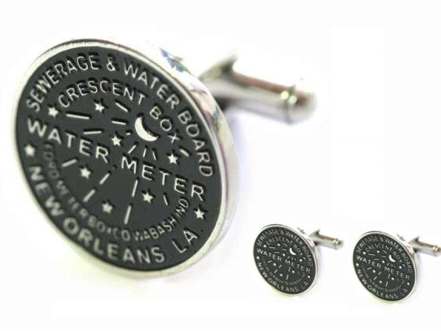 Antique Silver Water Meter CuffLinks New Orleans Bourbon St French Quarter Christmas Gift Mardi Gras manhole cover Cuff Links