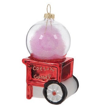 Carnival GLASS Cotton Candy Cart Holiday Christmas Tree Ornament parade Mardi Gras New Orleans Street vendor