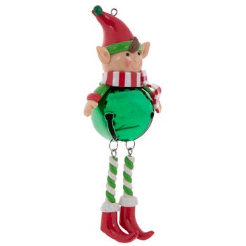 Elf Jingle Bell Christmas Holiday Ornament