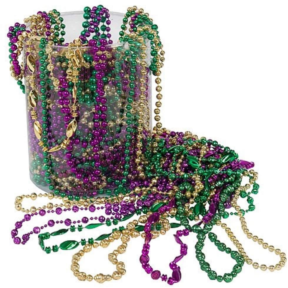 40 PC Mardi Gras BEADS ASSORTMENT Party Set/Mardi Gras Bead / Beaded Necklace Assortments/ Throw Beads Carnival Fat Tuesday