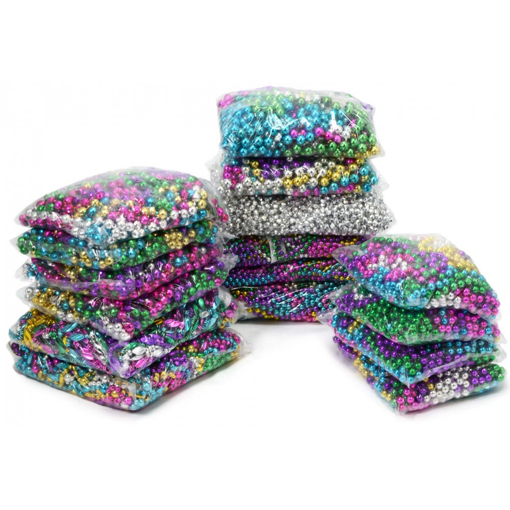 Deluxe Bead Sampler 192 PC 7"-48" Mardi Gras Brand New BEADS ASSORTMENT Party Set Necklace Assortments Throw Beads Carnival Fat Tuesday