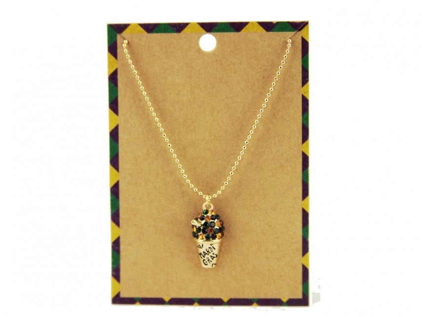 Mardi Gras Snowball Drink Crystal Theme Necklace faux diamonds Parade Costume New Orleans Carnival Ball Masquerade