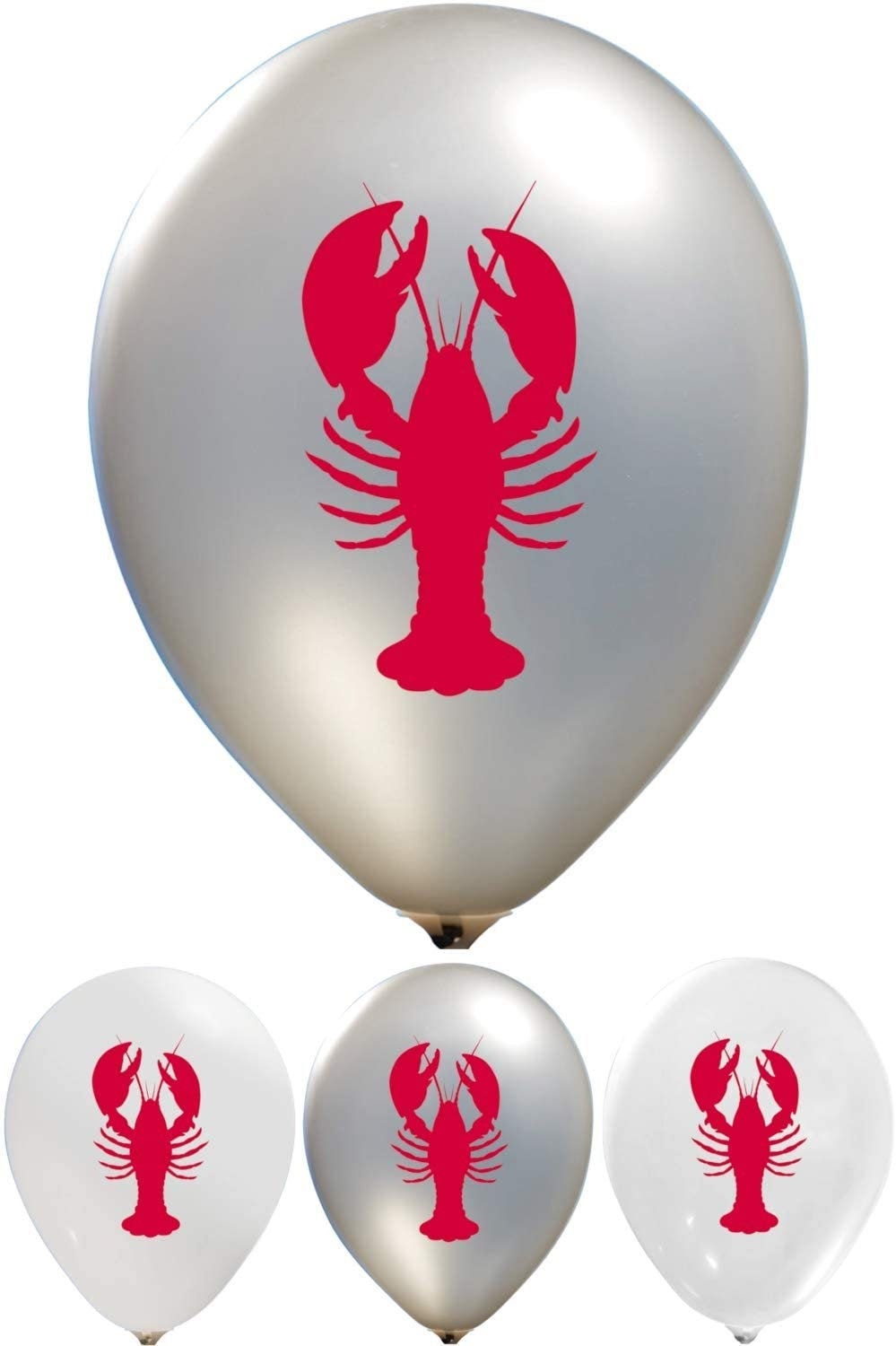 Crawfish Red Latex 12" DOUBLE SIDED Printed Balloons Lobster Seafood Boil Party New Orleans Cajun Birthday Helium Latex