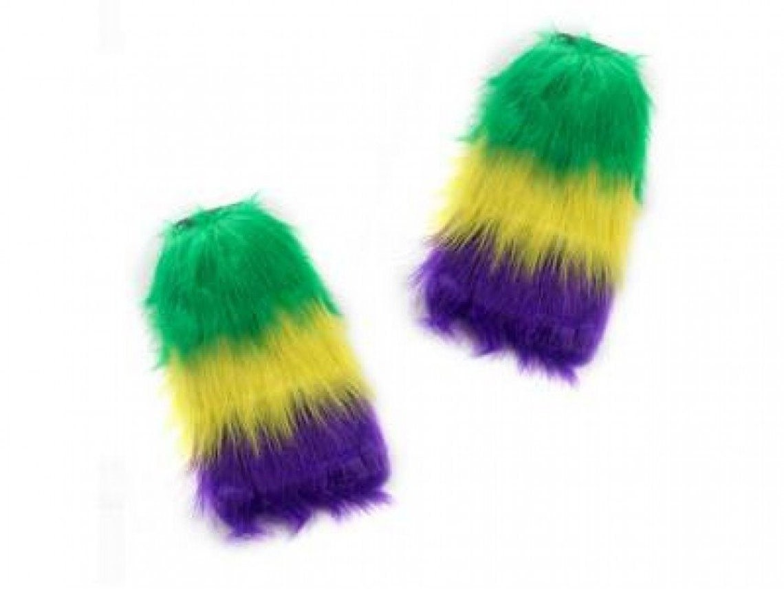 Mardi Gras Shag Fluffy leggings Leg Warmers Boot Covers Elastic Top Hangs Shimmers Parades parties,Nola,Stockings Costume Socks