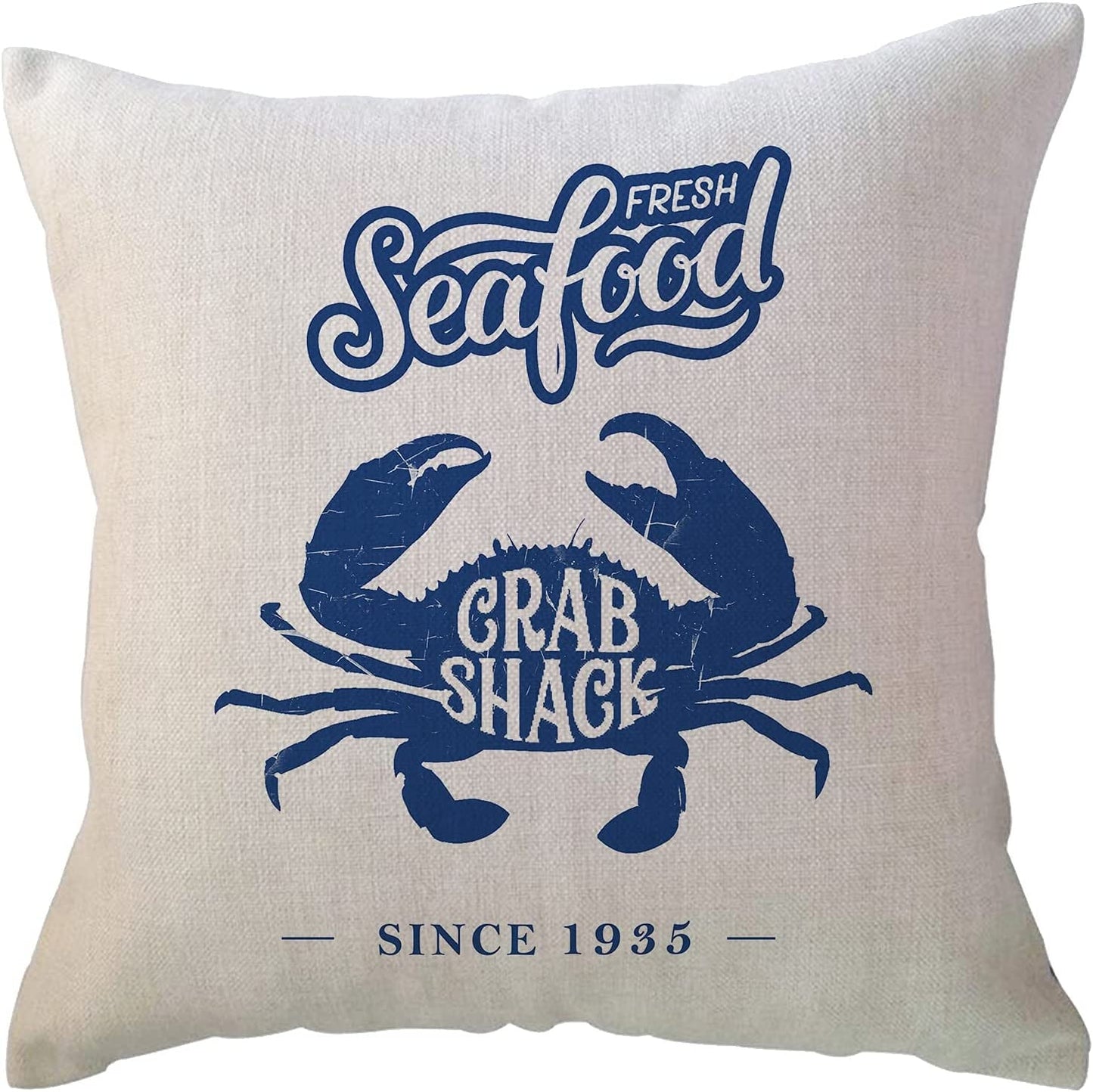 Fresh Catch of the Day Crab Nautical Rustic Throw Pillow Case Home Decor Pillowcase Sofa Couch Cotton Linen Boil Seafood Decorative