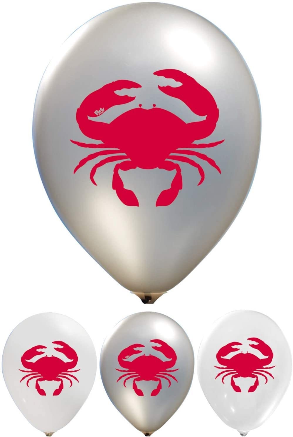 Blue CRAB Red Latex 12" DOUBLE SIDED Printed Balloons Lobster Seafood Boil Party New Orleans Cajun Birthday Helium Latex