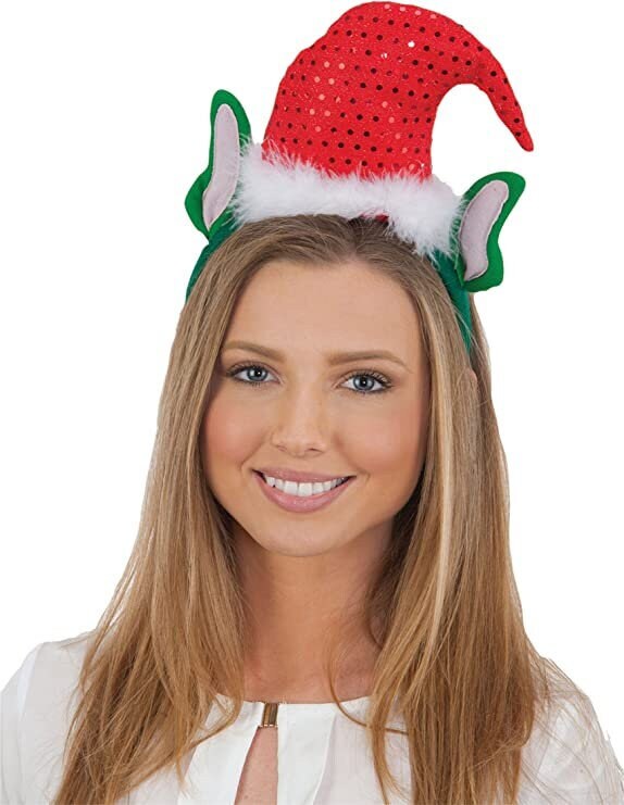 Elf Headband FEATHER Christmas New Orleans Bourbon St. Costume Parade Wear Headpiece