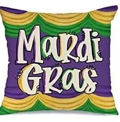 SET OF 2! Mardi Gras purple mask beads pillow cover case Decorations Decor