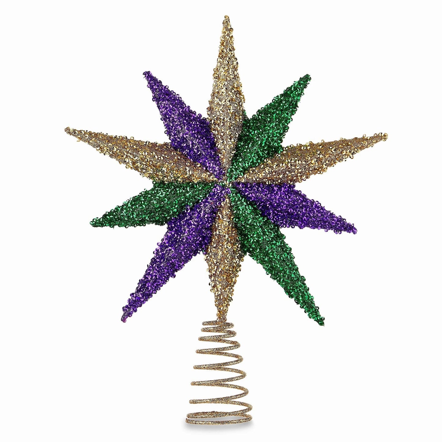 Mardi Gras 12 in Glitter Star Tree Topper Christmas Holiday  beads Carnival decorations New Orleans ornament