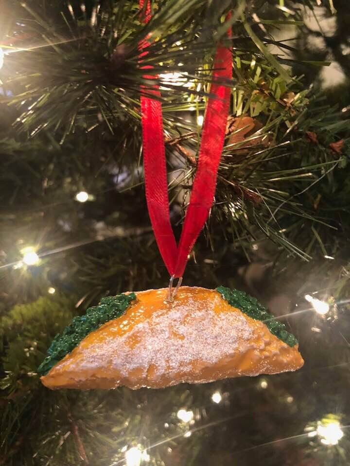 Famous New Orleans Cannoli Christmas Mardi Gras Tree Ornament Siciliana Sicily Pastry Italian Ice Cream Parlor Carrollton French Quarter