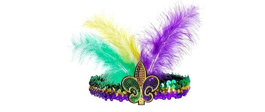 MARDI GRAS FEATHER Elastic Sequin Headband Fleur De Lis Sequin Headband New Orleans