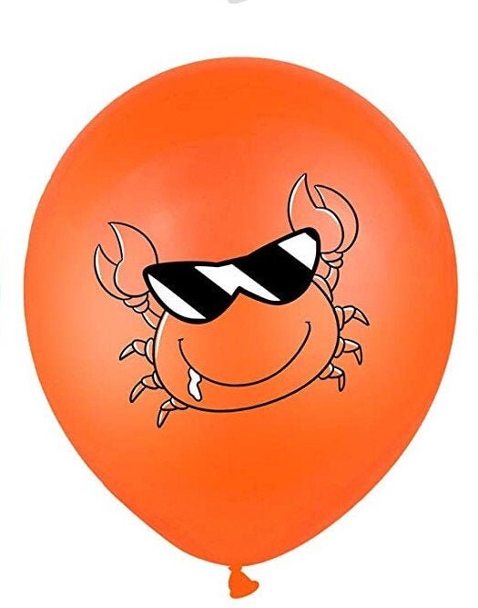 Crab Orange Latex 12" Printed  Balloons Lobster Seafood Boil Party New Orleans Cajun Birthday