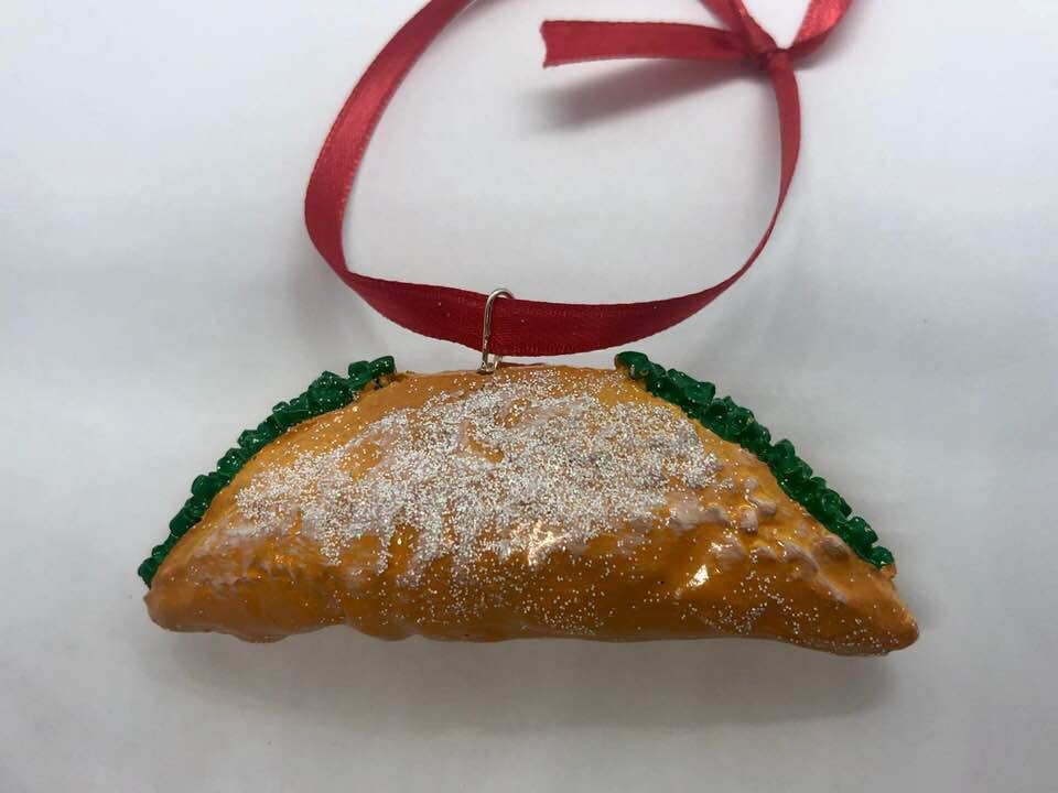 Famous New Orleans Cannoli Christmas Mardi Gras Tree Ornament Siciliana Sicily Pastry Italian Ice Cream Parlor Carrollton French Quarter