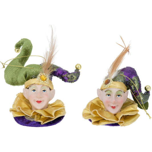 Mardi Gras Jester Face Ornaments Holiday Christmas Tree Parade Masquerade