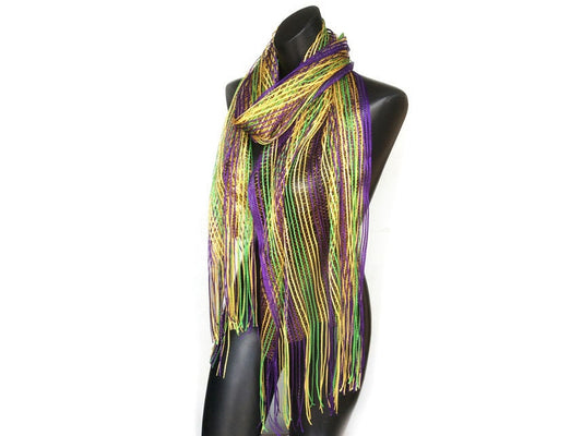 Mardi Gras Long Scarf Purple Green Gold Masquerade costume Ball