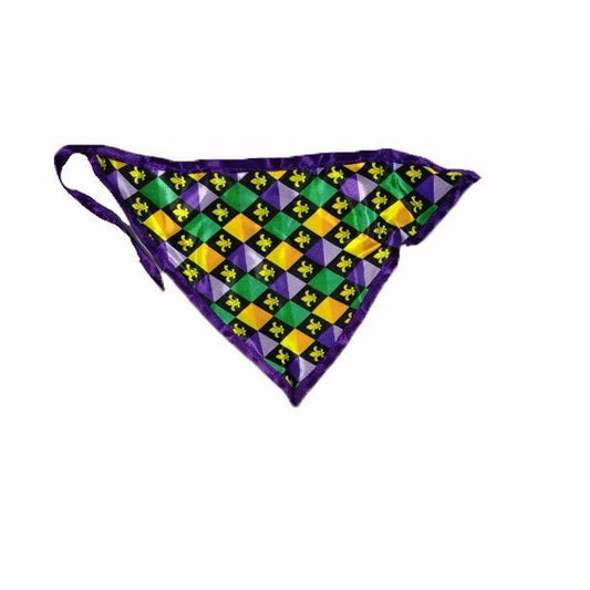 Mardi Gras Harlequin Fleur De lis PET BANDANA cat pet Bead Hound Dog Parade Costume  Fat Tuesday