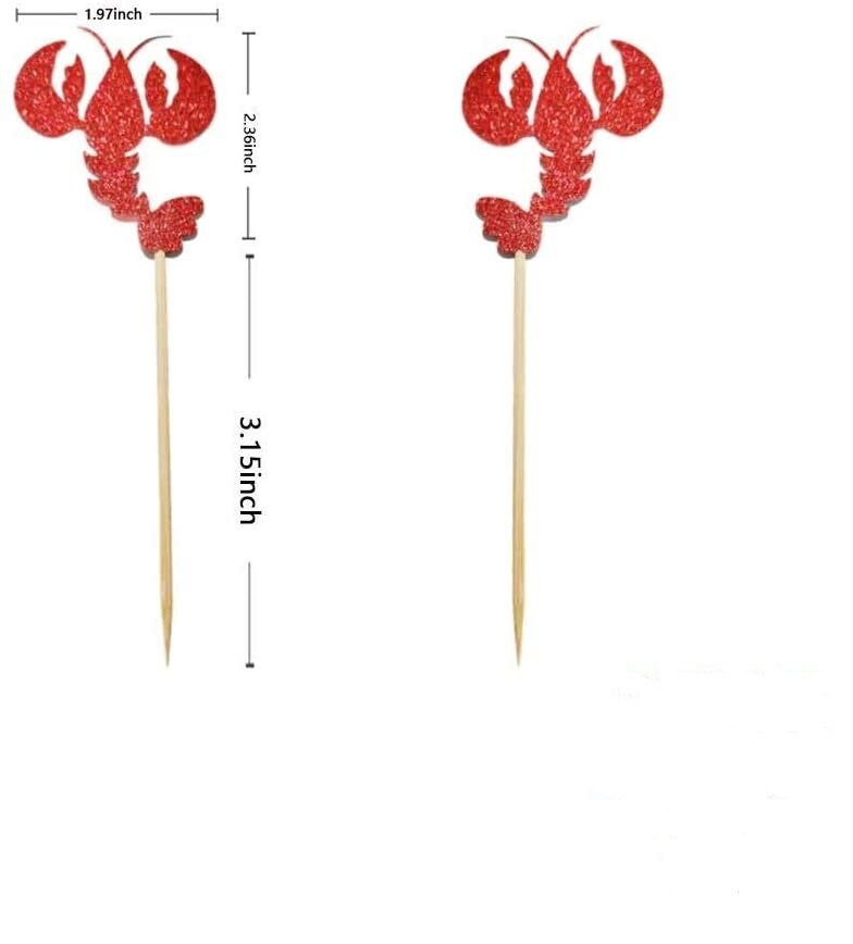 Crawfish Lobster Cupcake Toppers, Crawfish  She Found Her Lobster Glitter Cupcakes Boil Crayfish Seafood Mardi Gras Party