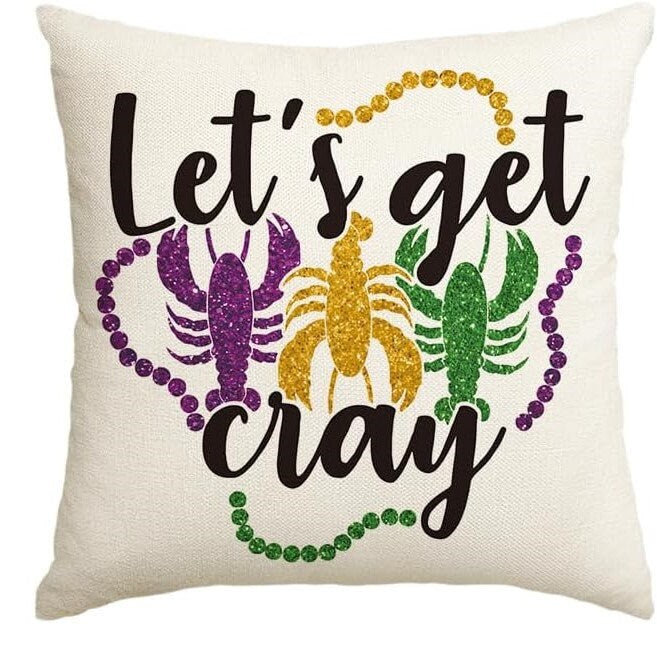 Mardi Gras  crawfish seafood boil fleur de lis King Cake pillow cover case Decorations Decor  NEW ORLEANS