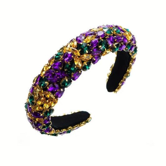 MARDI GRAS Rhinestone crystal Headband Fashion Baroque Stylish Headband Elegant Wide