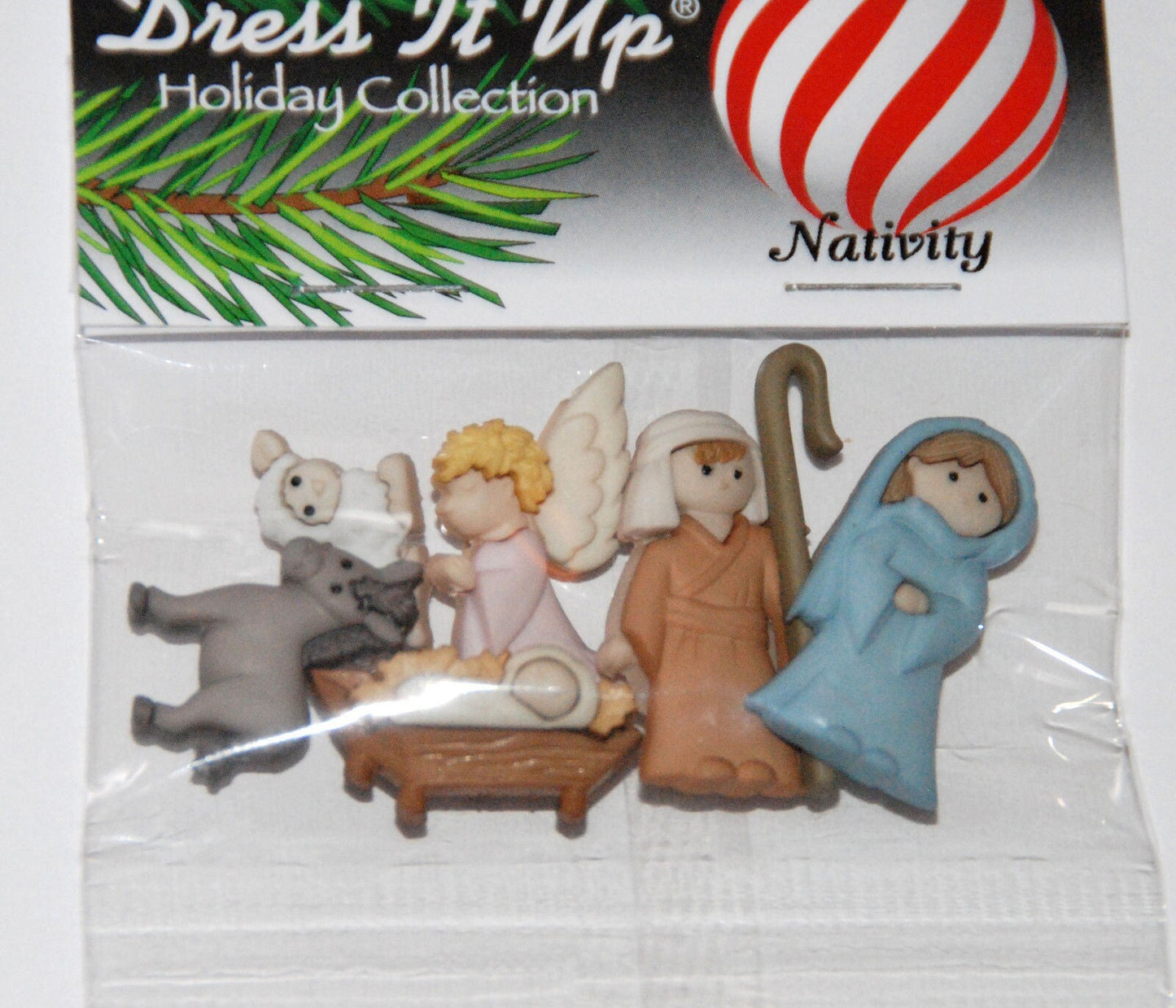 NATIVITY - Mary Joseph Baby Jesus Angel Crib Christmas Dress It Up Craft Buttons