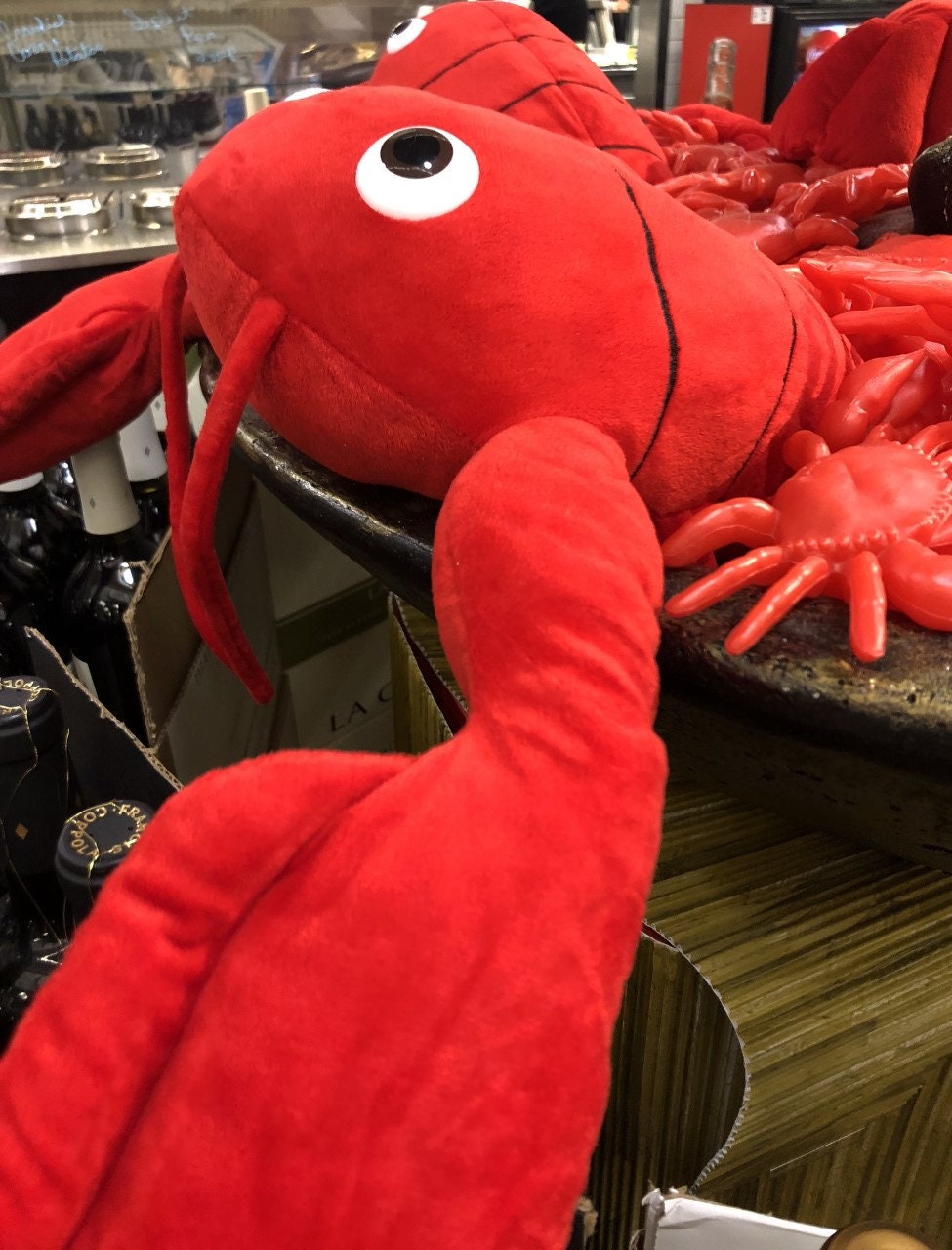 18" HUGE RED CRAWFISH Lobster Plush Red  Plus 12 plastic crabs Seafood Boil Party Decoration Stuffed animal toy