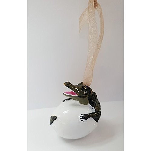 Alligator Crocodile Croc  Hatchlings" New Orleans Louisiana  Christmas Ornament BABY Gator Egg hatch  GOLD gift bag