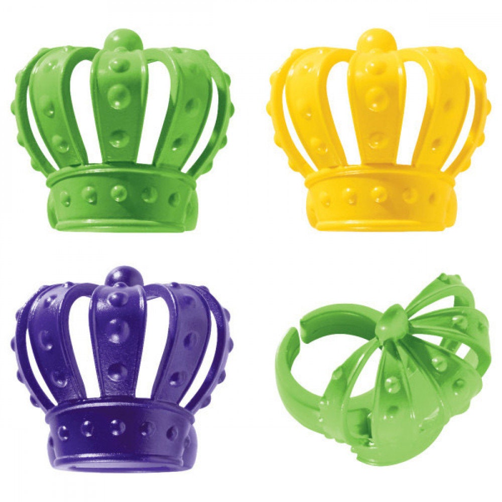 Mardi gras purple green gold Crown Ring Cupcake Toppers (12) Parade masquerade parade party pick picks