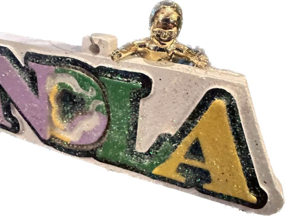 NOLA Tiles Street King Cake baby Christmas Mardi Gras Holiday Tree Ornament fleur de lis Crescent City French Quarter New Orleans