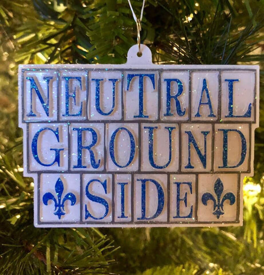 Fleur De Lis Neutral Ground Side NOLA Tiles Street NOLA Christmas Mardi Gras Holiday Tree Ornament French Quarter New Orleans Gift pouch