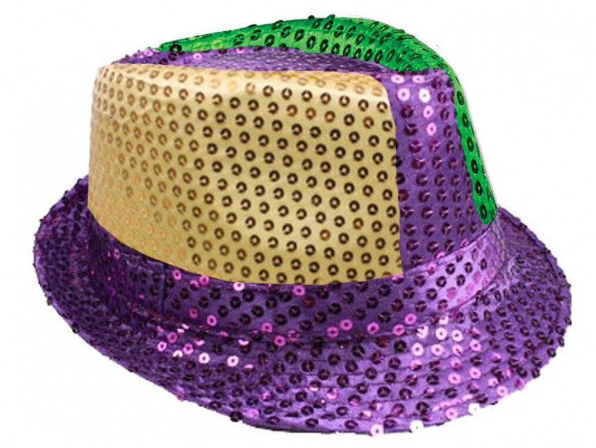 Fedora Mardi Gras Hat Sequence  Purple Green Gold  Mardi Gras Parade