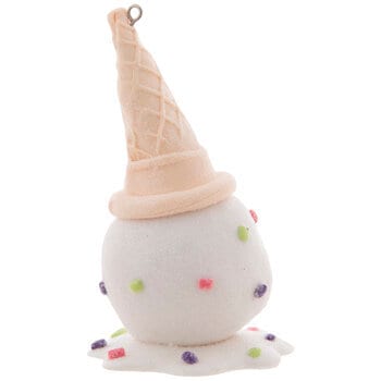 White  Ice Cream Glitter Ornament Christmas Holiday Blue Bell