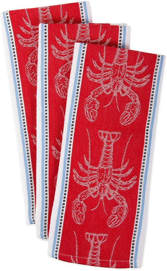 Crawfish Decorative Guest Towel(SET OF 3!) Seafood boil party Cotton Jacquard Dish Oversized Home Kitchen Gift  Lobster Bathroom Restroom