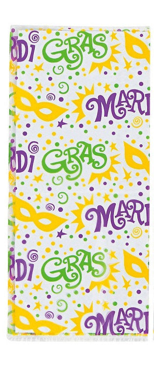 CHOOSE FROM 3 STYLES! 11" Mardi Gras Assorted Cellophane Favor Bags (12) fleur de lis beads mask