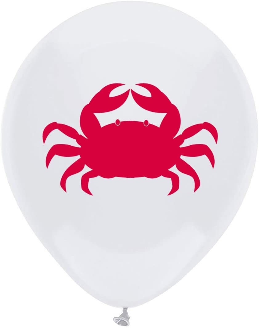 Crab Red Latex 12" Printed  Balloons Lobster crawfish Seafood Boil Party New Orleans Cajun Birthday