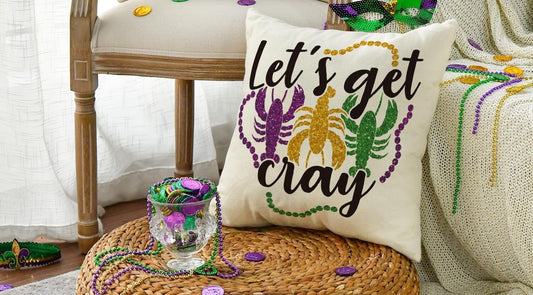 Mardi Gras  crawfish seafood boil fleur de lis King Cake pillow cover case Decorations Decor  NEW ORLEANS