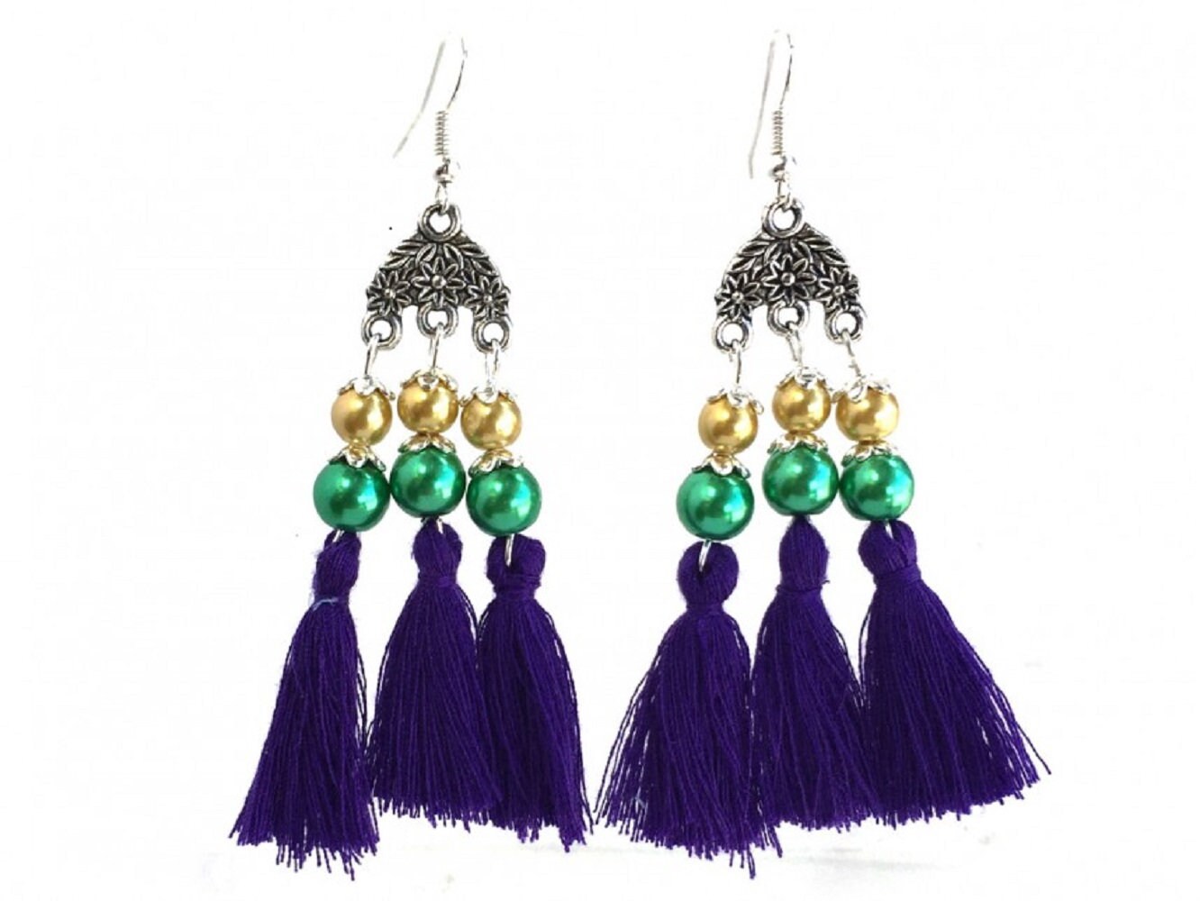 Mardi Gras Chandelier Pearl Tassel Hook Earrings Sexy Masquerade Ball