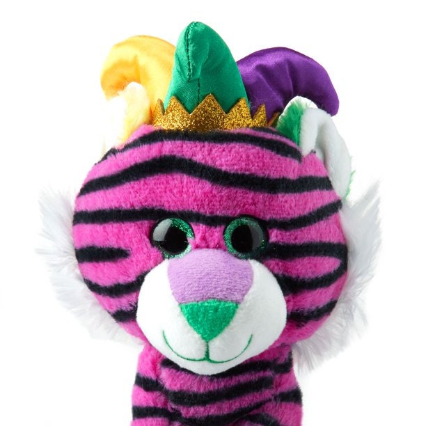 Plush Purple Jester Tiger  Green Gold Red Mardi Gras Seafood Boil Party Decoration Stuffed animal toy Lsu