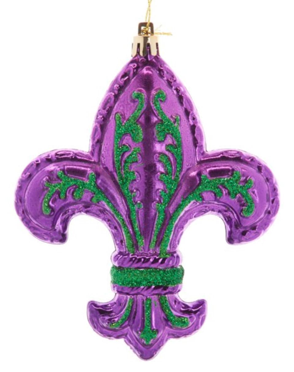 Fleur de Lis Mardi Gras Ornaments: 5" Large JUMBO  Purple  Holiday Tree Christmas New Orleans Christmas Tree