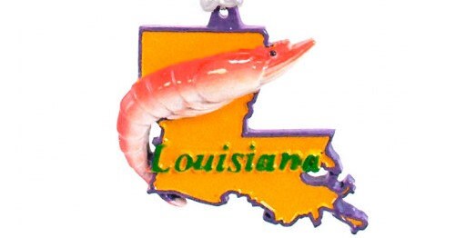 WHITE Shrimp BOOTS Louisiana Map Christmas  Tree ORNAMENT New Orleans  Cajun Creole Shrimp Boil