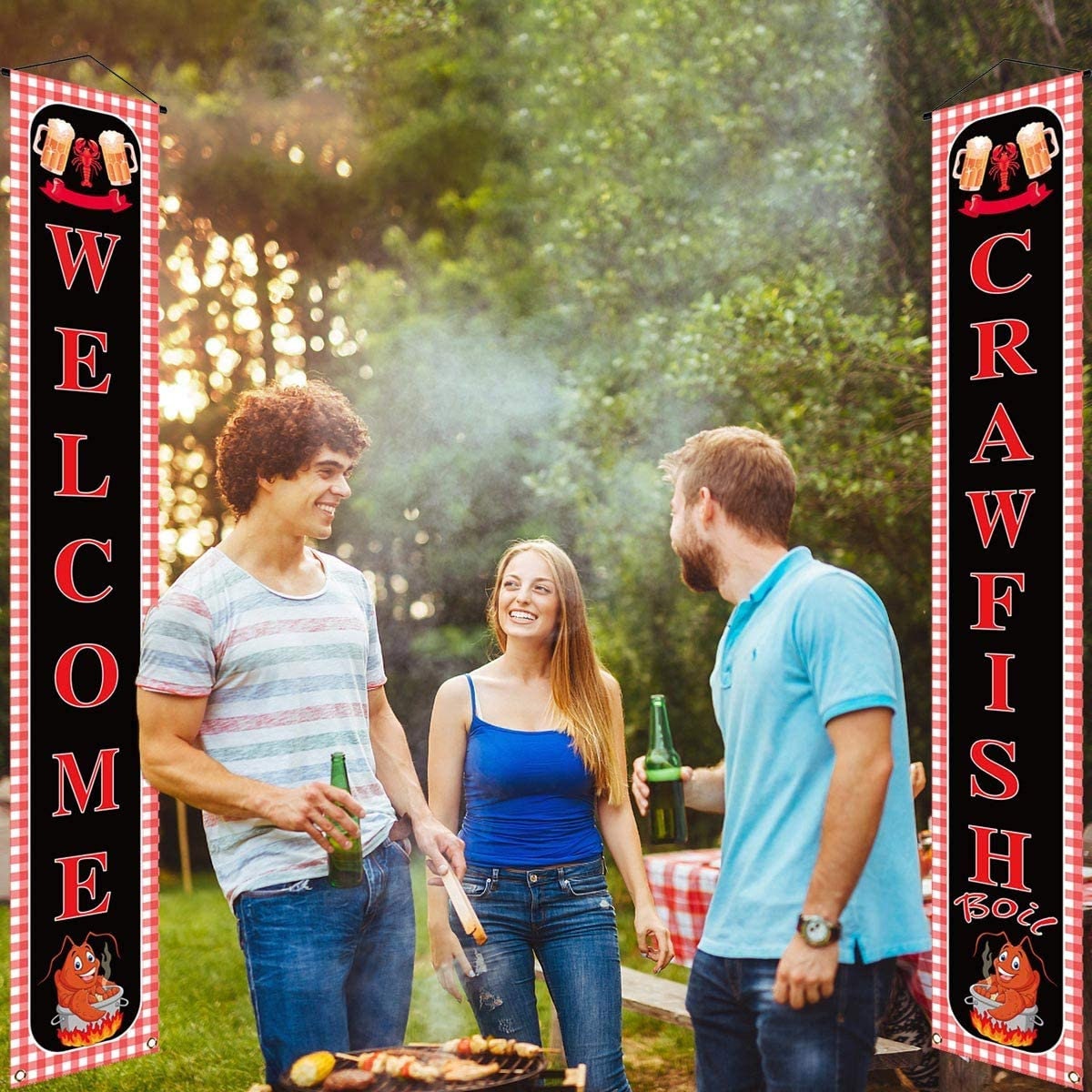 Crawfish Boil Party Decorations and Supplies Crawfish Boil Welcome Sign Banner CRAB Decoration Outdoor Front Porch Seafood Door Hanger