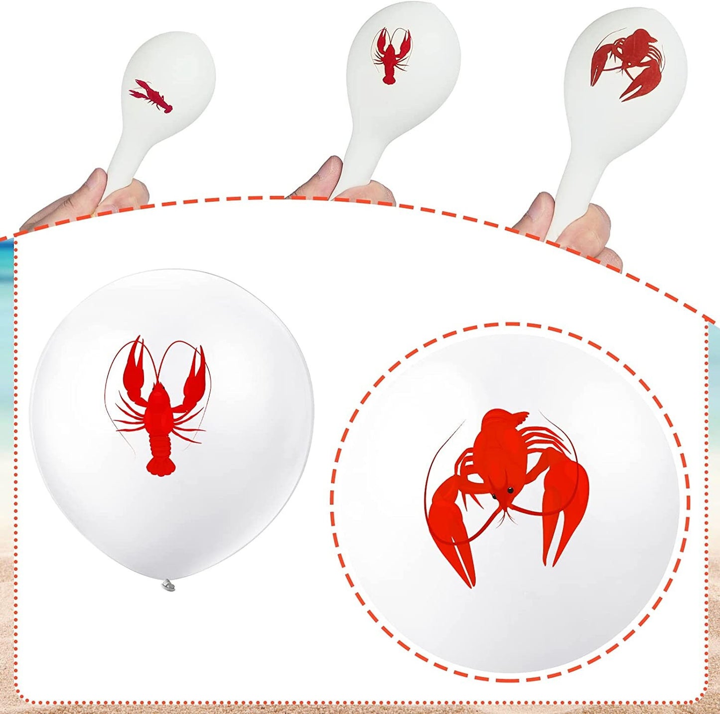 Crawfish Red SET OF 6  Balloons Lobster Seafood Boil Party New Orleans Cajun Birthday