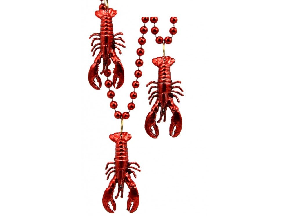 Metallic Red Seafood Boil Party crawfish Lobster 3 BEADS Mardi Gras Beads Necklaces Necklaces Lot