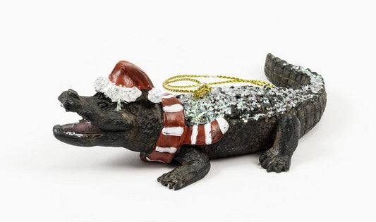 Alligator Bayou Santa Claus Christmas Tree Holiday Ornament Cajun Creole Party Mardi Gras Croc Crocodile Decoration