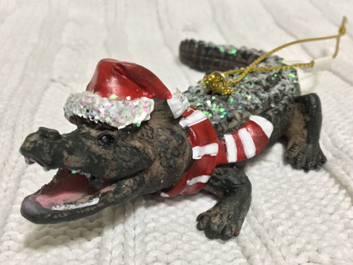 Alligator Bayou Santa Claus Christmas Tree Holiday Ornament Cajun Creole Party Mardi Gras Croc Crocodile Decoration