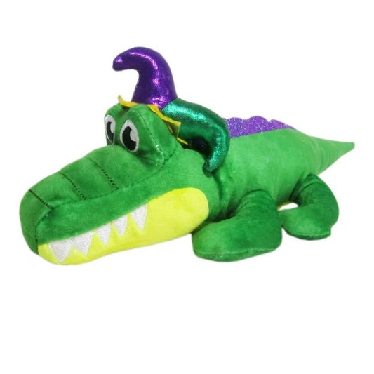 Mardi Gras 12 inch Green Gator Plush alligator